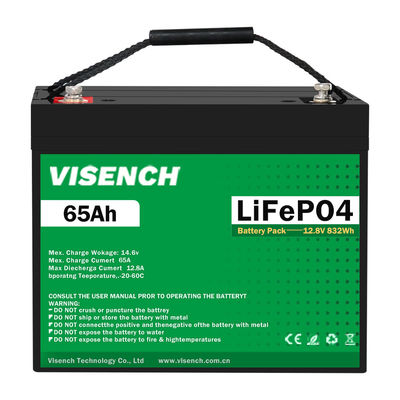 Batteria al litio Visench Batteria al litio Li-ion Lifepo4 12V 65Ah Batteria del sistema di energia solare