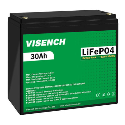 Visench 12V 30Ah batteria al litio-ione ferro-fosfato ricaricabile 12.8V Lifepo4