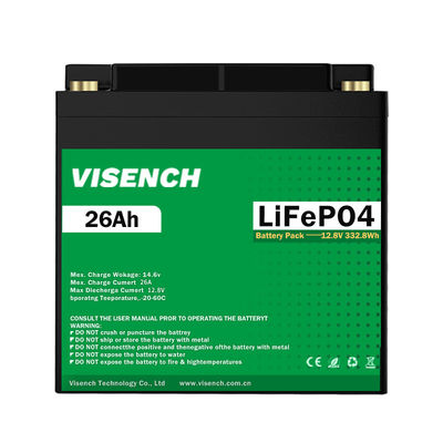 Visench Best Seller Stati Uniti Germania Regno Unito Canada 12,8 v 26Ah Deep Cycle 12 volt Batterie agli ioni di litio 12V 26ah Batteria LiFePO4