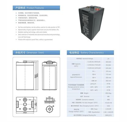 2V 400Ah Immagazzinamento di energia Batteria ricaricabile VRLA gratuita per il sistema solare YUASA UXL440-2FR
