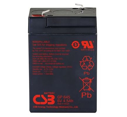 Batteria ricaricabile a lunga durata da 6V a 4,5Ah per applicazioni industriali